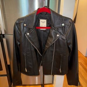 Abercrombie & Fitch Black Vegan Leather Moto Jacket